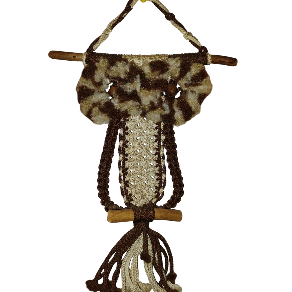 Handcrafted Brown and Cream Macramé Wall Hanging